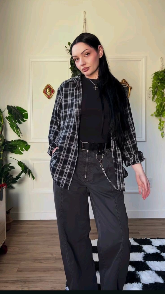 Plaid Blazer Over Black Basics
