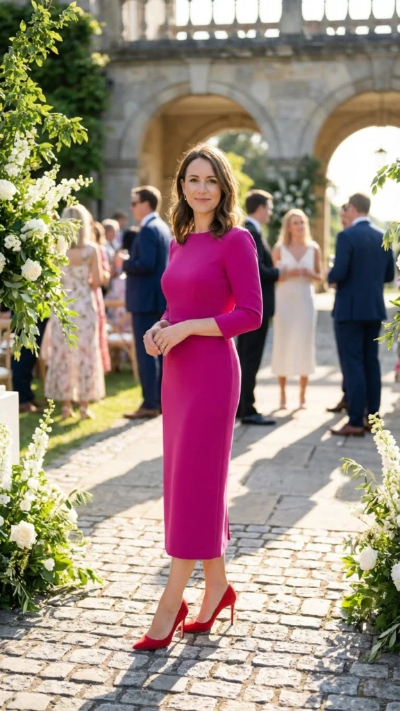 5. Pink Dress + Red Heels
