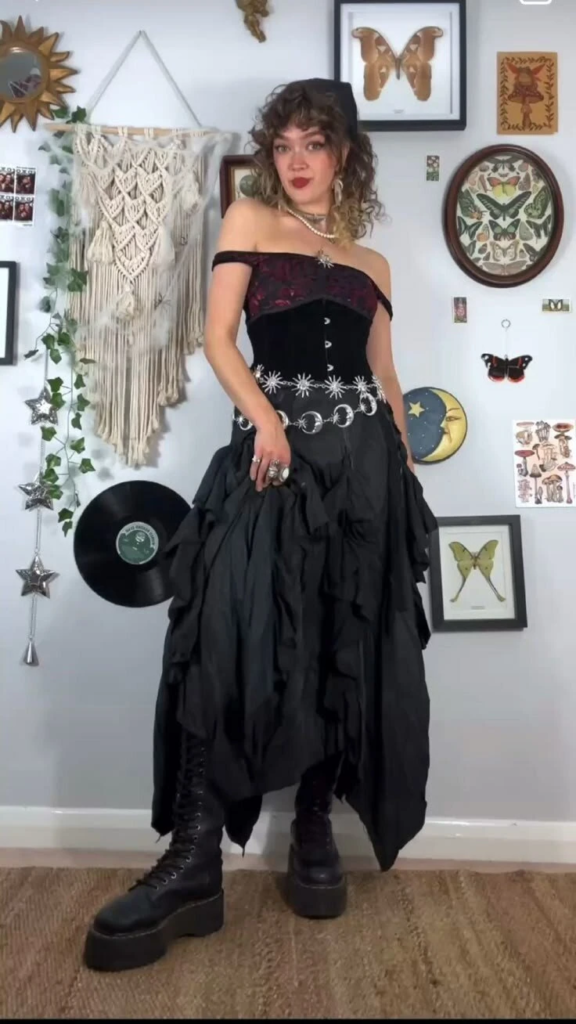 Velvet Corset Dress with Celestial Belt