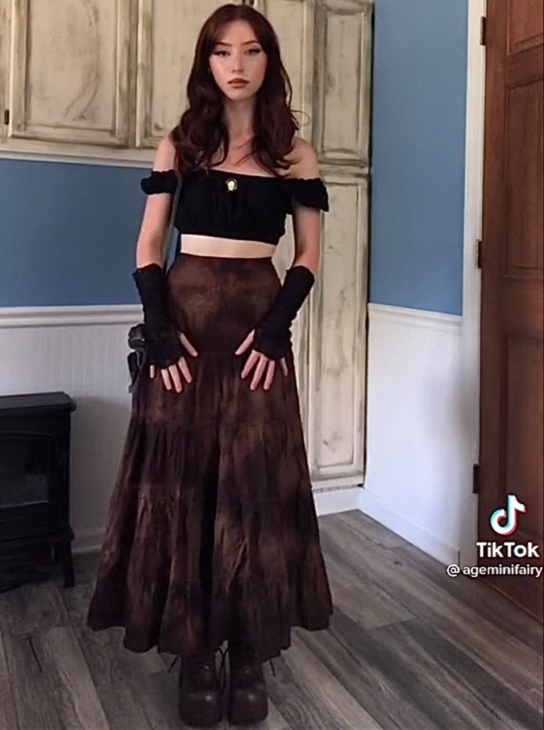 Off-Shoulder Velvet with Flowing Skirt