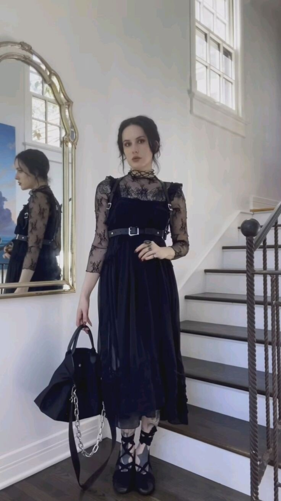 Black Velvet Dress with Delicate Lace