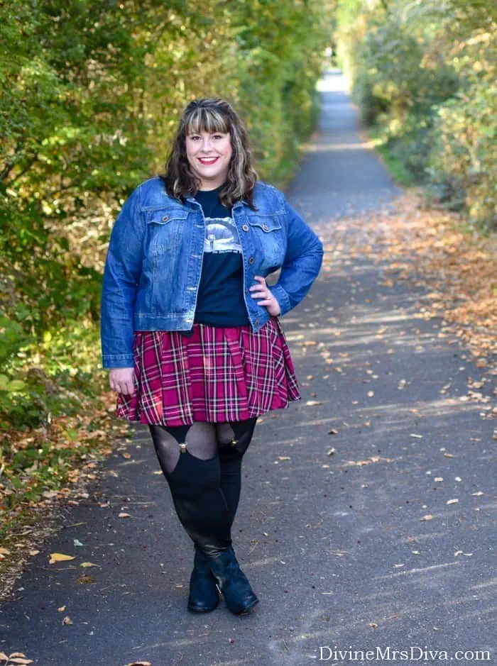 Denim Jacket With Plaid Skirt Perfection
