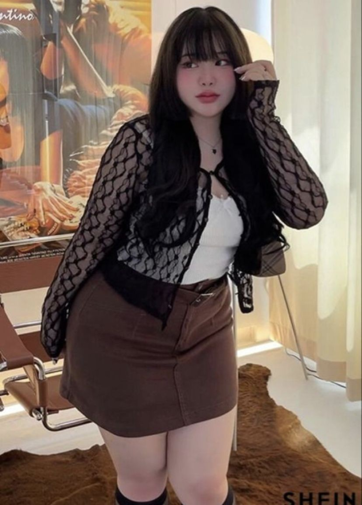 Lace Shrug Over White Crop Top
