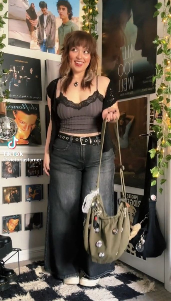 Lace Crop Top with Studded Belt Styling
