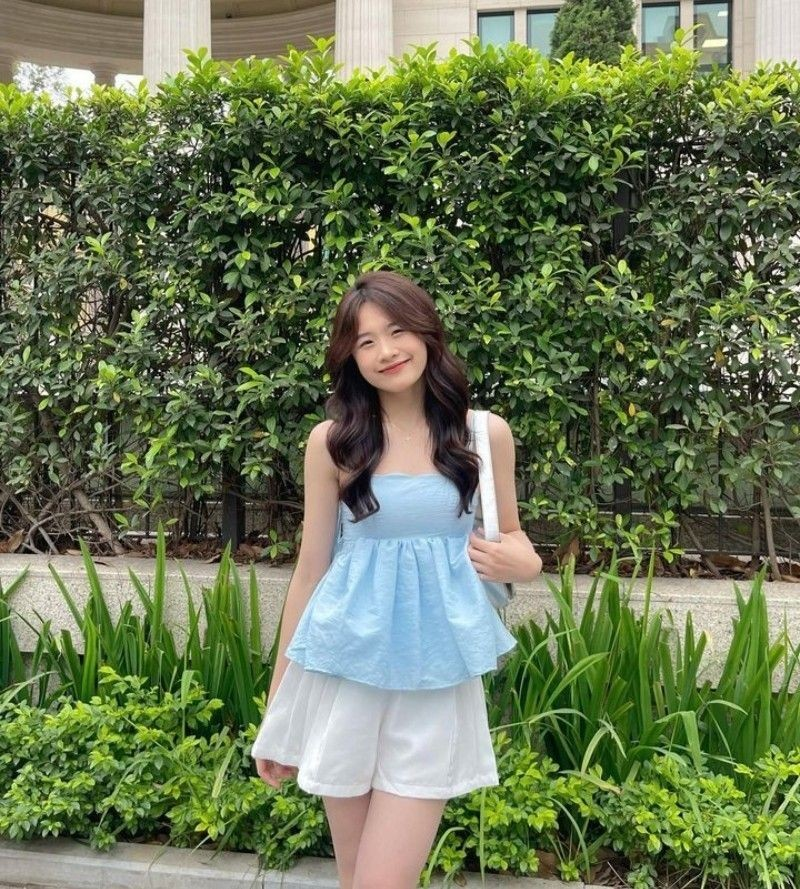 Layered Baby Blue Tank with White Shorts