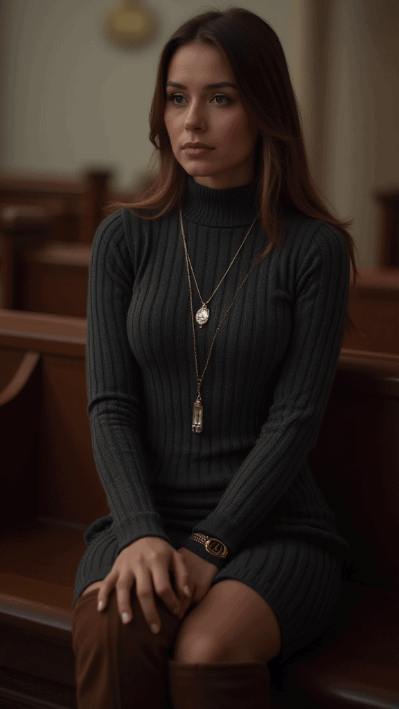 Knit Dress and Knee-High Boots
