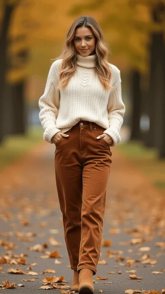 Cable Knit Sweater and Corduroy Pants