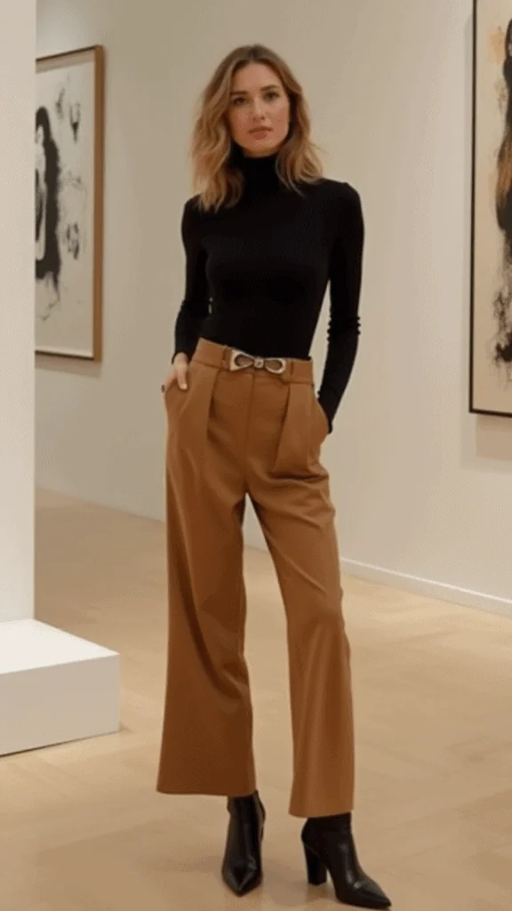 Turtleneck Bodysuit and Wide-Leg Pants