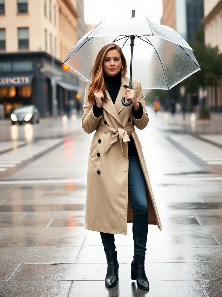 Trench Coat and Ankle Boots

