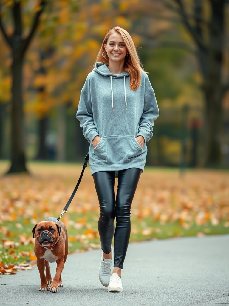 Hoodie and Leather Leggings
