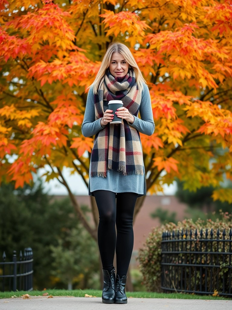 Sweater Dress and Blanket Scarf
