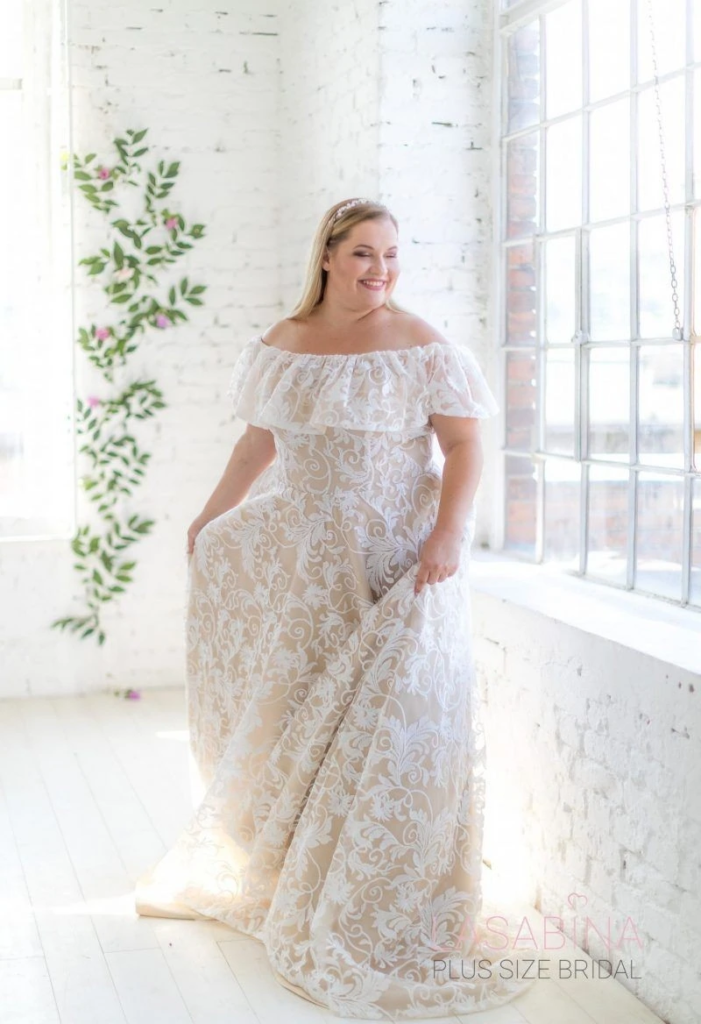 Romantic Off-Shoulder Lace Gown
