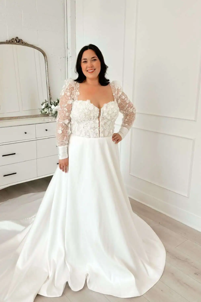 Lace Sleeves With Flowing Skirt
