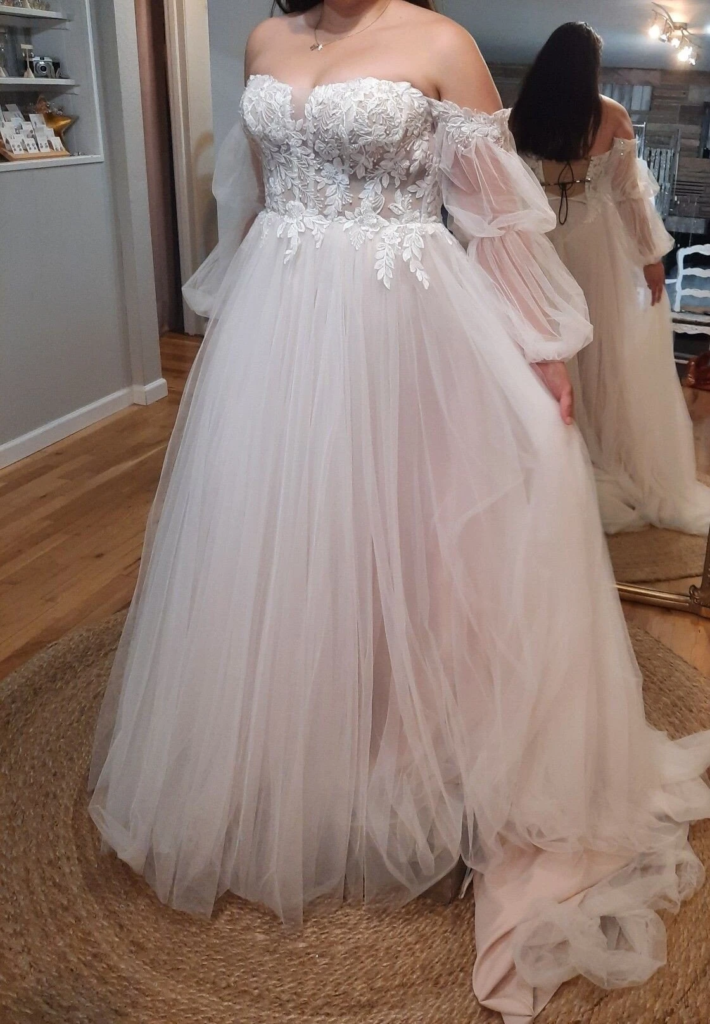 Ethereal Off-Shoulder Embellished Ball Gown
