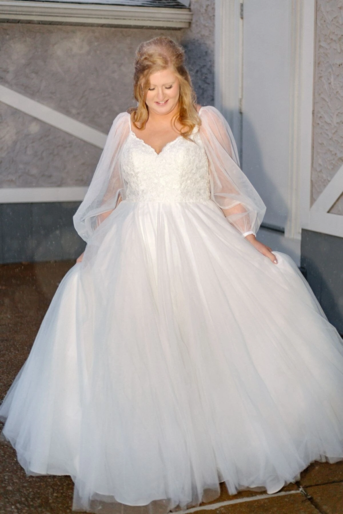 Ethereal White Tulle Gown with Cape
