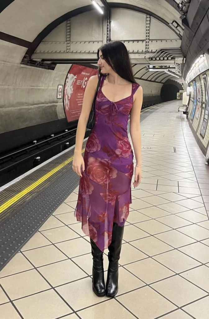 Deep Purple Floral Slip Dress
