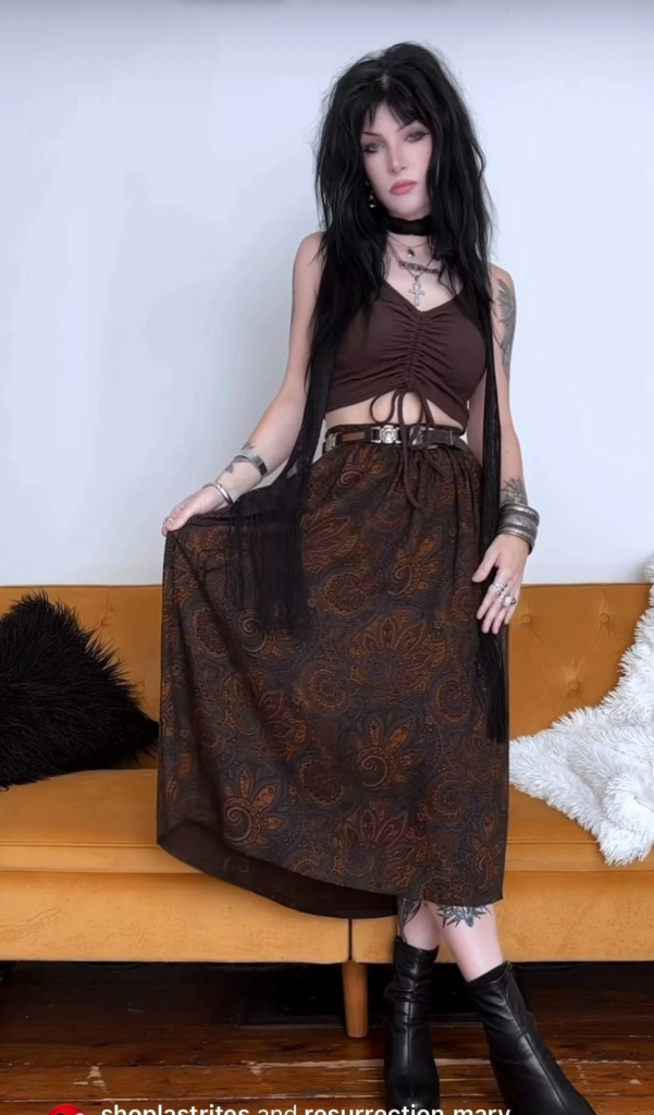 Cutout Crop Top with Patterned Midi Skirt
