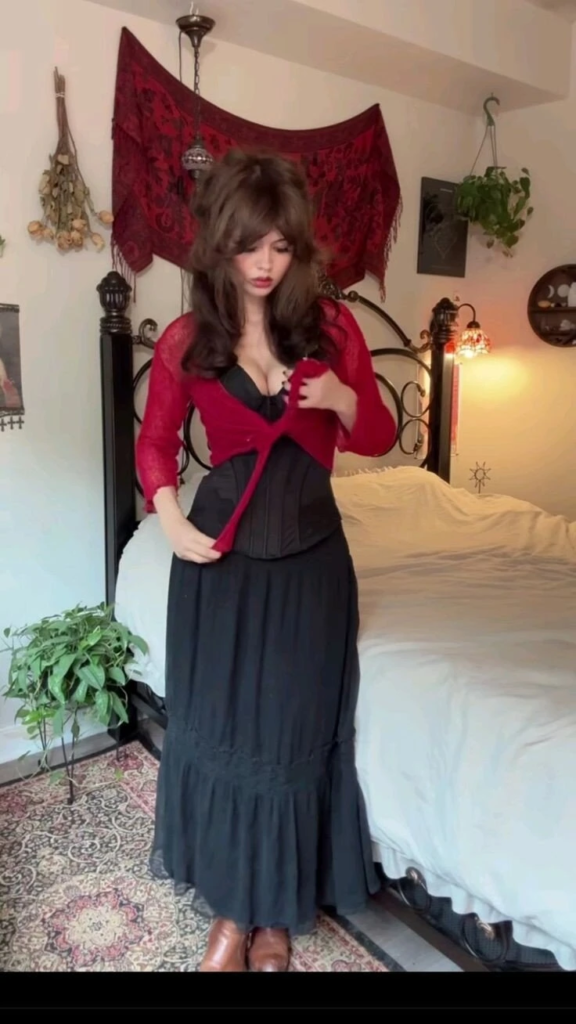 Crimson Blazer with Victorian Corset

