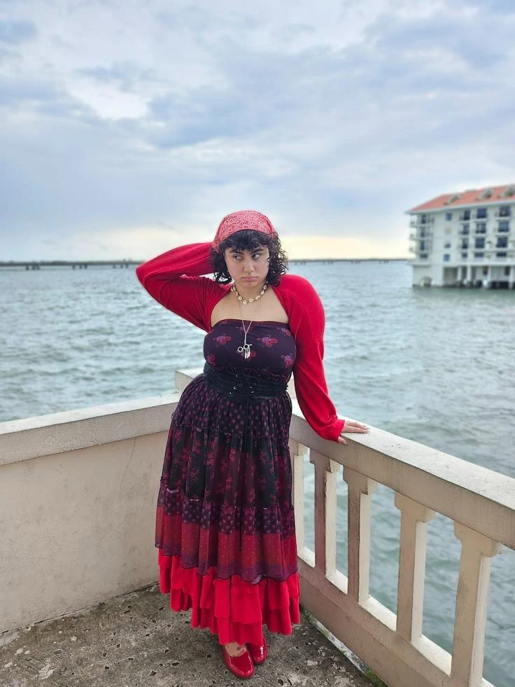 Crimson and Black Seaside Romance
