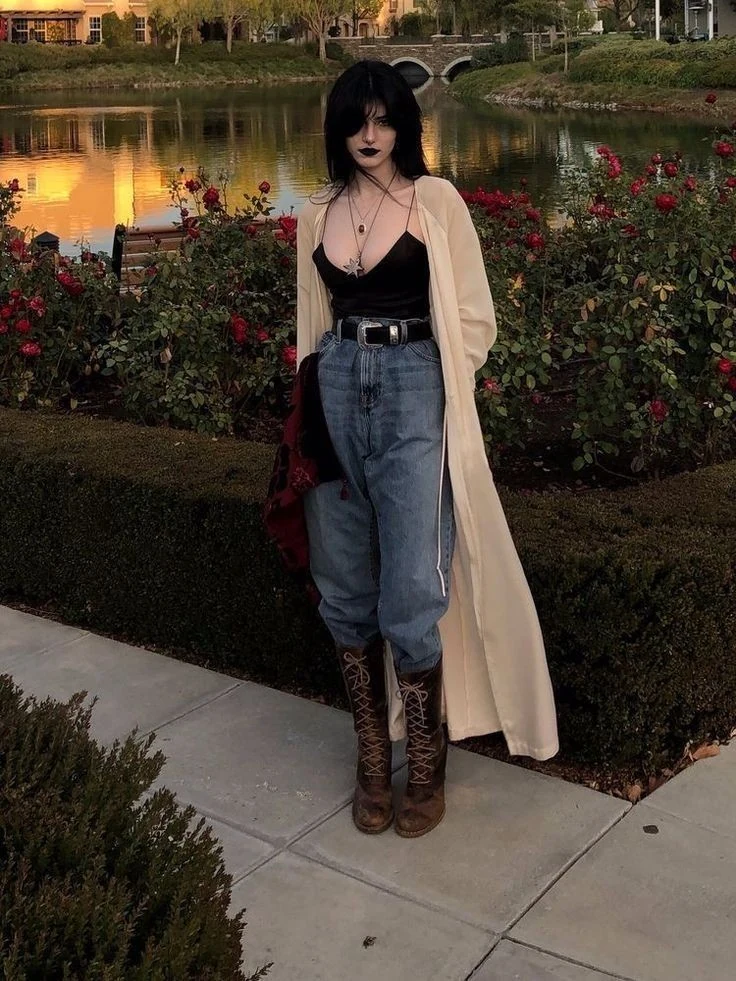 Goth Girl Meets Y2K Denim Vibes

