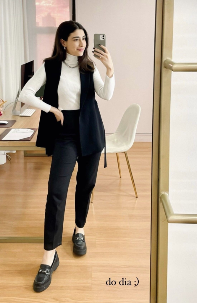 Classic Black Vest with Crisp White
