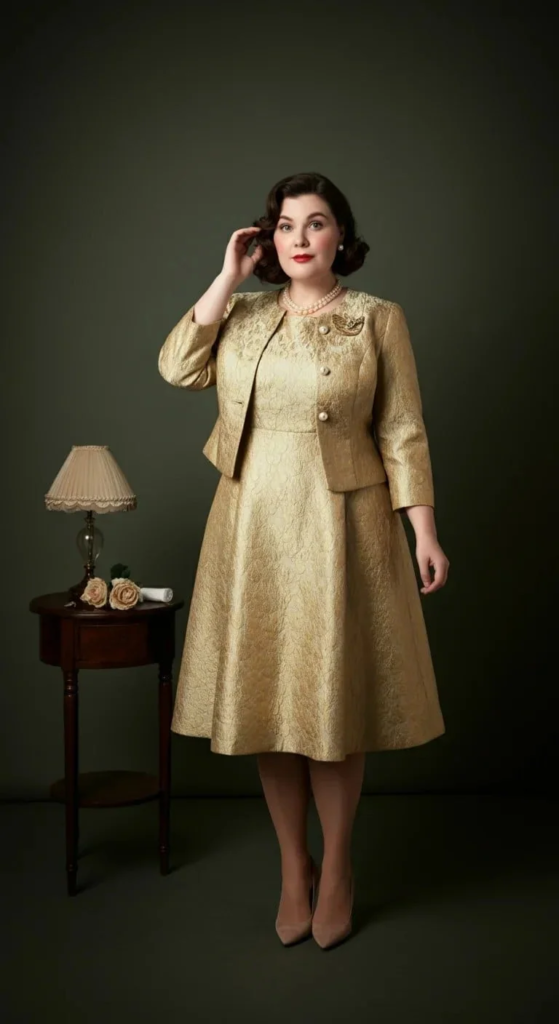 Brocade A-Line Dress with Jacket