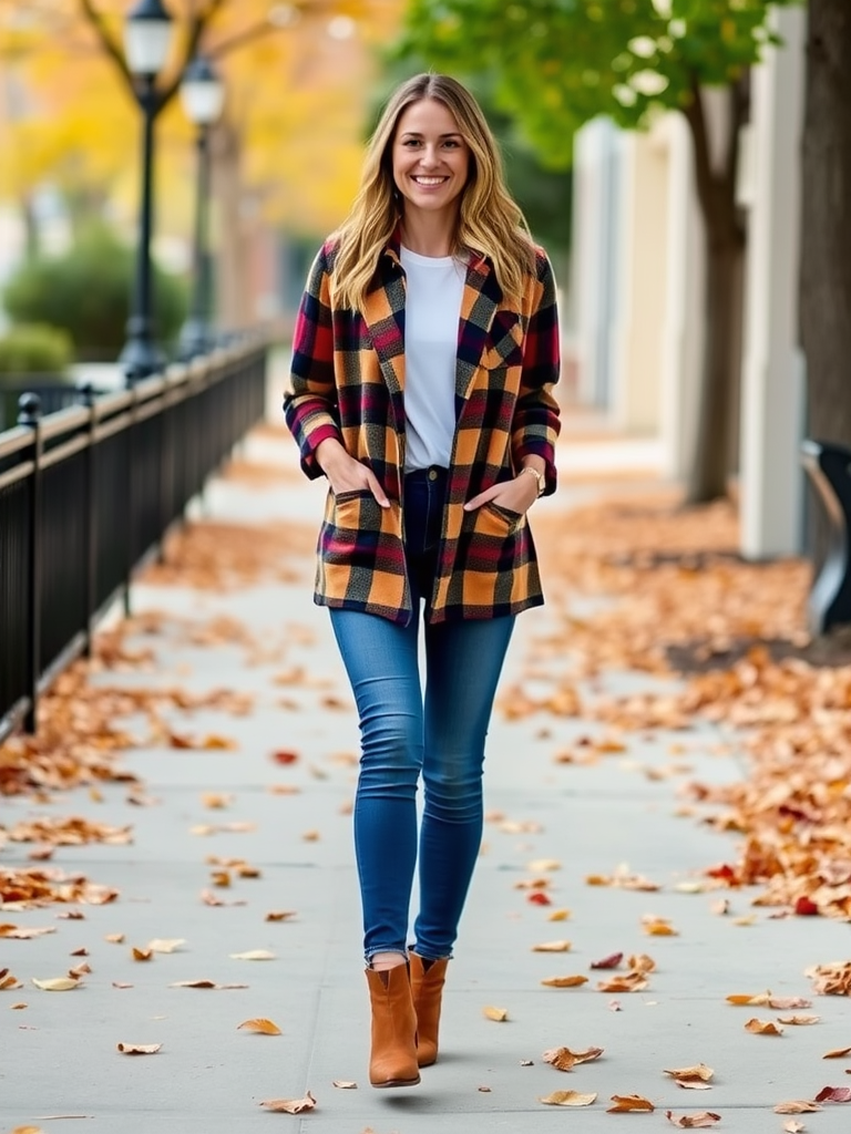 2. Plaid Shacket and Jeans