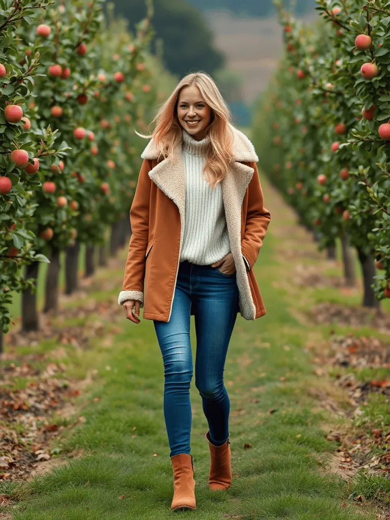 20. Shearling Jacket and Jeans