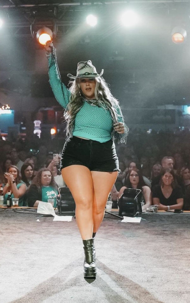 14. Blue Crop Top and Lace Skirt