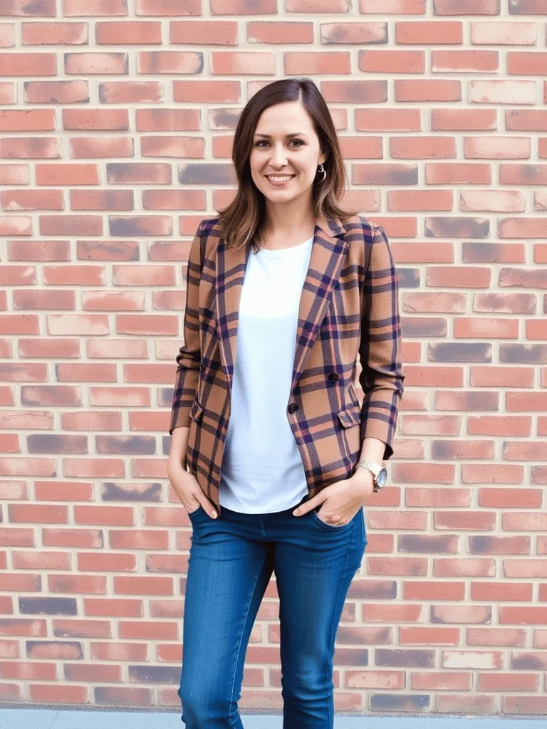 Plaid Blazer and Jeans