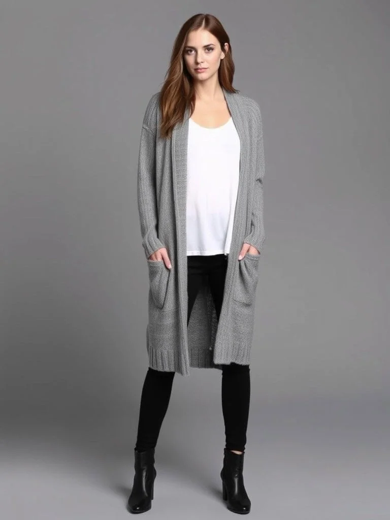 7. Oversized Cardigan and Slim-Fit Pants