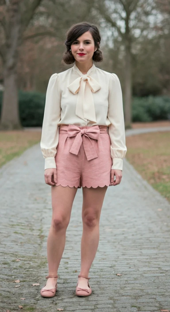 Scalloped Shorts and Bow Blouse