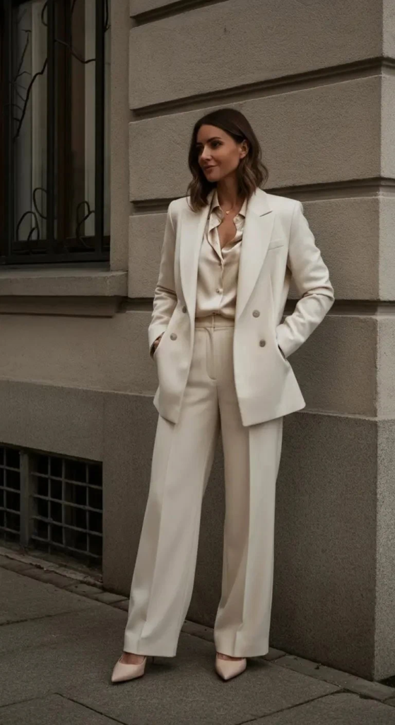 Monochrome Ivory Power Suit