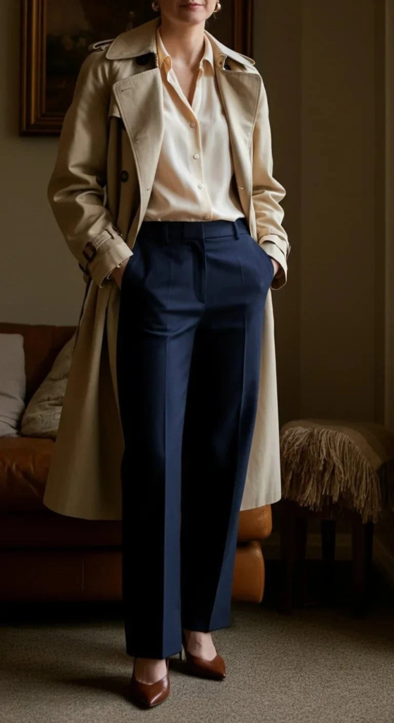 Classic Trench and Straight-Leg Trouser Look