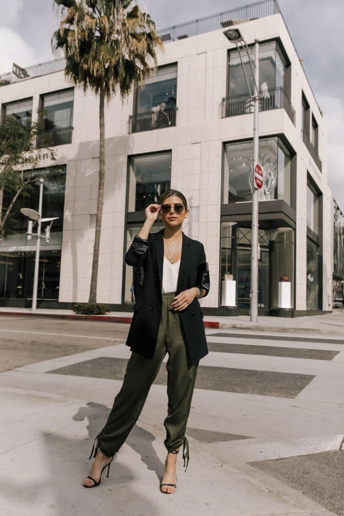 Sleek Blazer and High-Waisted Trousers