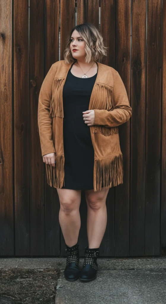 Fringe Cardigan and Tank Dress