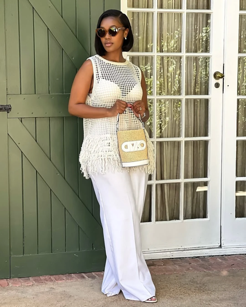 Crochet Top and Wide-Leg Pants