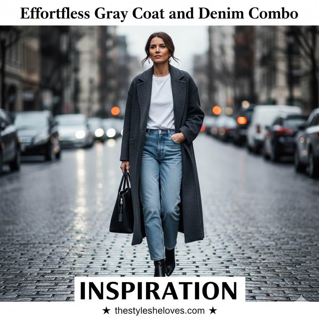 Effortless Gray Coat and Denim Combo