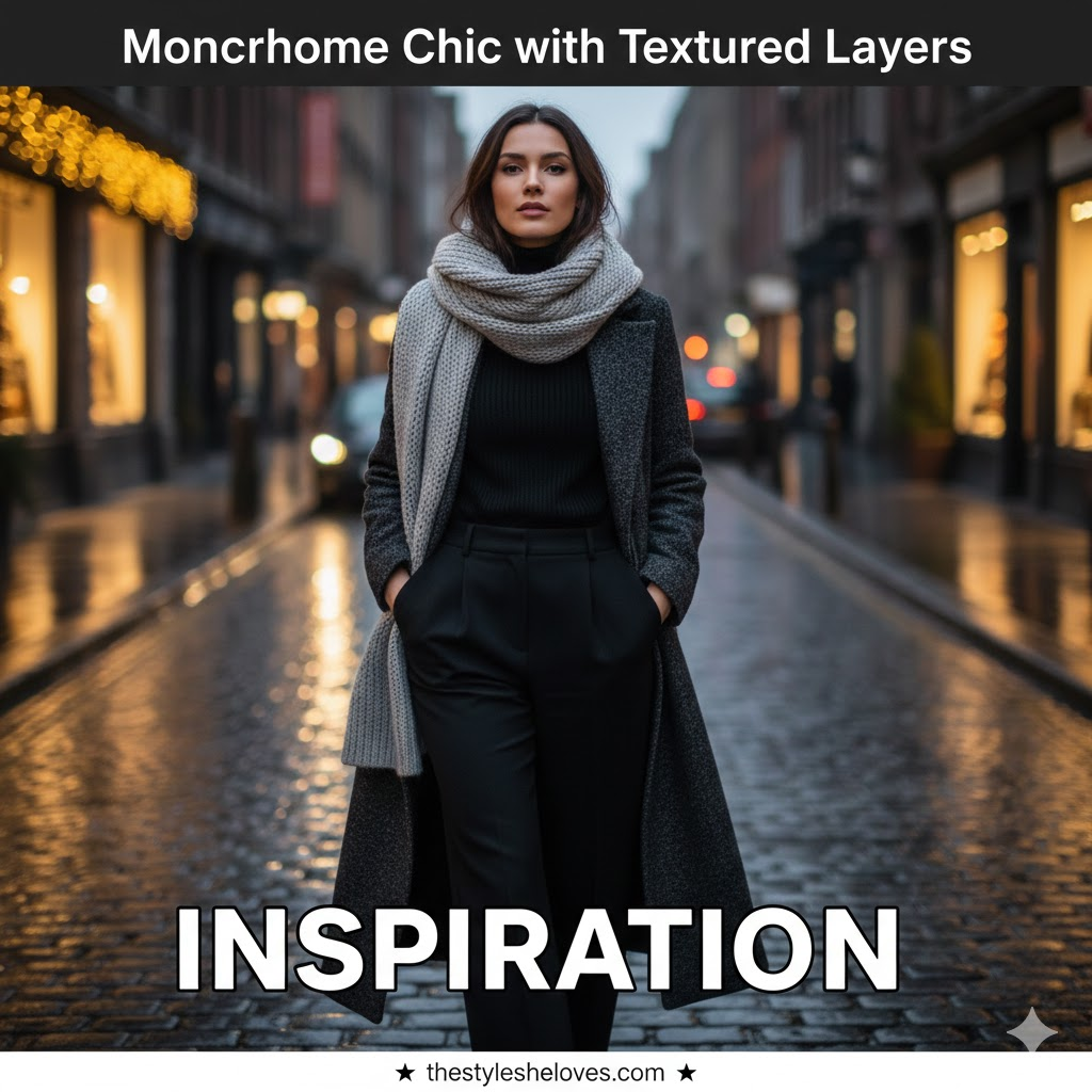 Monochrome Chic with Textured Layers