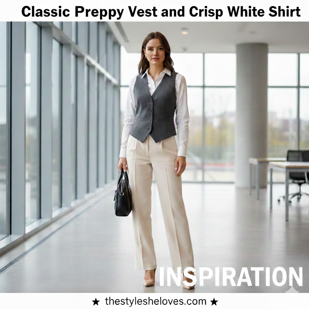 Classic Preppy Vest and Crisp White Shirt