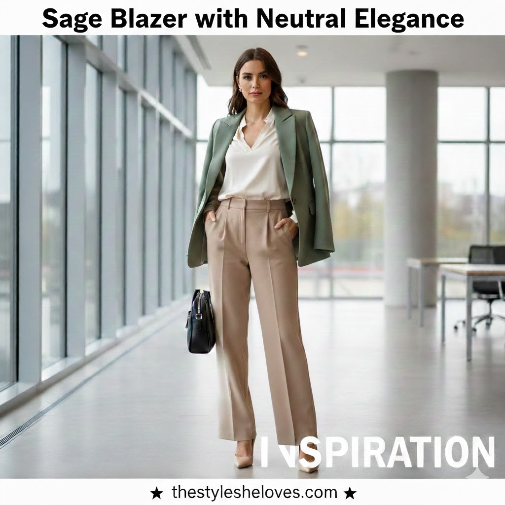 Sage Blazer with Neutral Elegance