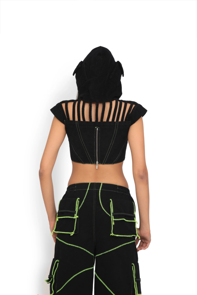 Neon Crop Top with Black Cargo Pants