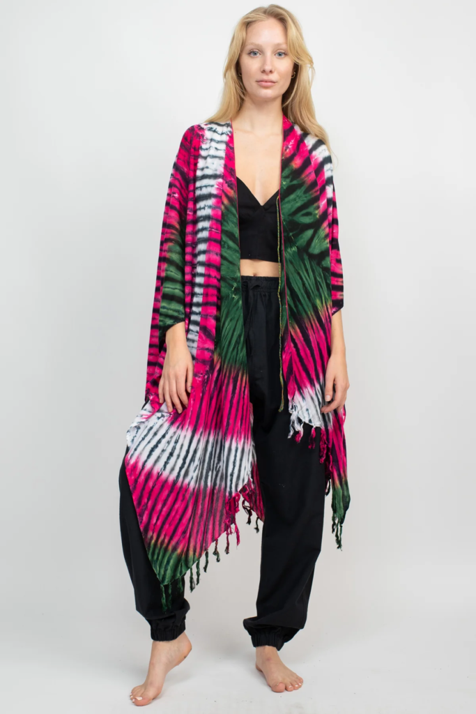 Vibrant Tie-Dye Festival Kimono Look